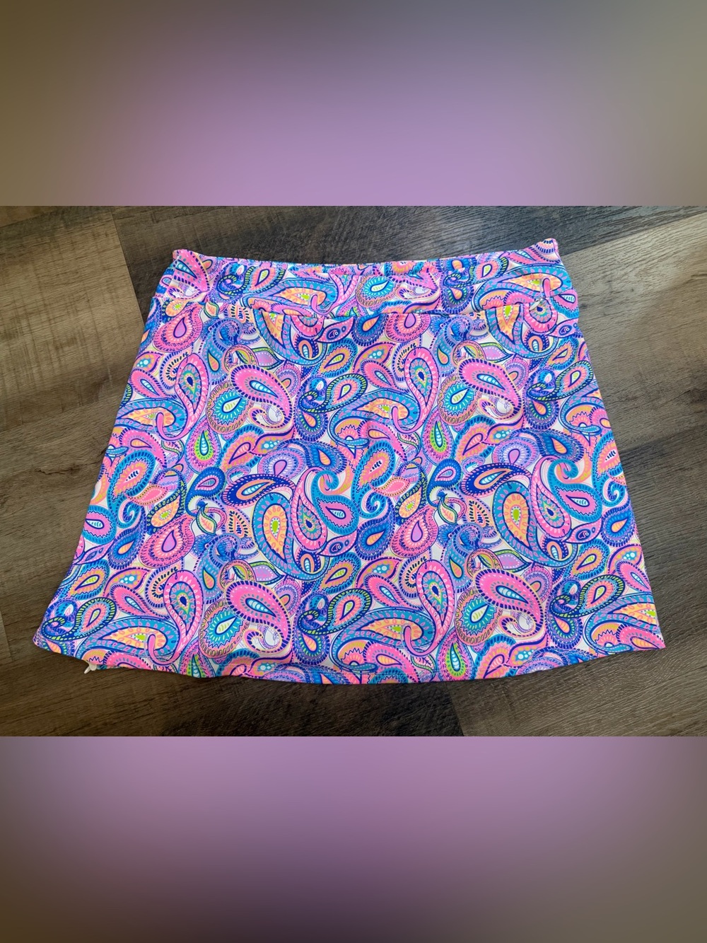 Lulu-B Bright Paisley Skort Skirt Size Large - Picture 14 of 16